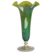 STEUBEN GREEN FLORIFORM VASE W
