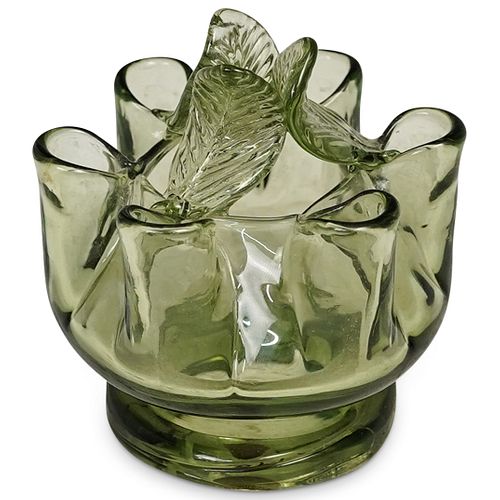 STEUBEN GREEN GLASS FLOWER