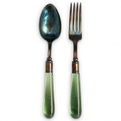 STEUBEN GREEN GLASS STERLING F
