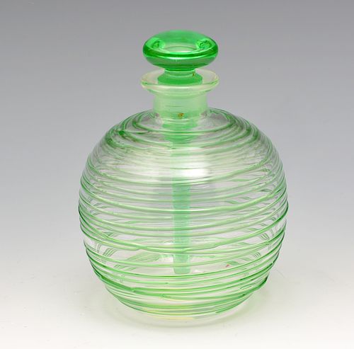 STEUBEN GREEN THREADED GLASS