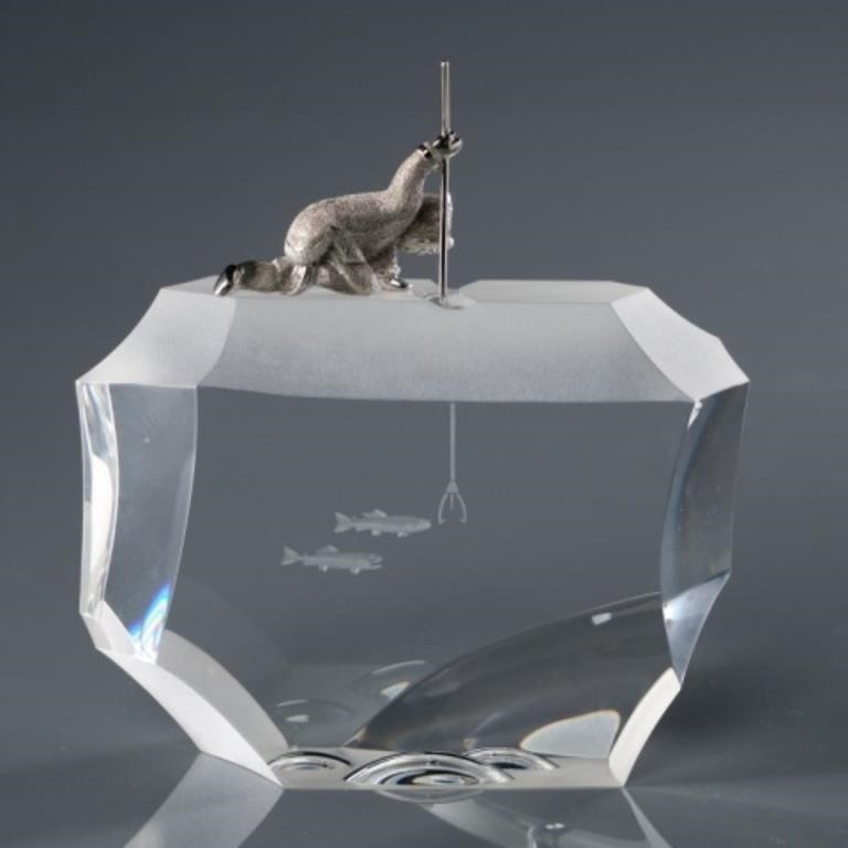 STEUBEN 'INUIT FISHER' SCULPTURE BY