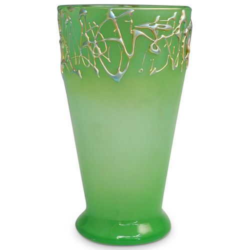 STEUBEN IRIDIZED GREEN JADE AND