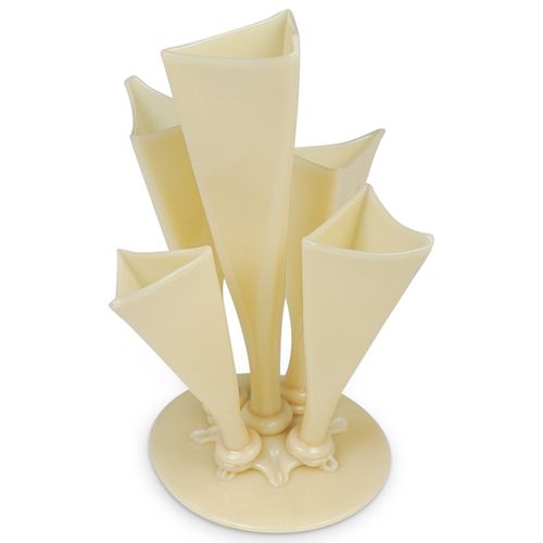 STEUBEN IVORY FIVE-PRONG LEAD GLASS