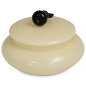 STEUBEN IVORY GLASS PUFF BOXDE