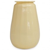 STEUBEN IVORY OPTIC RIBBED VAS