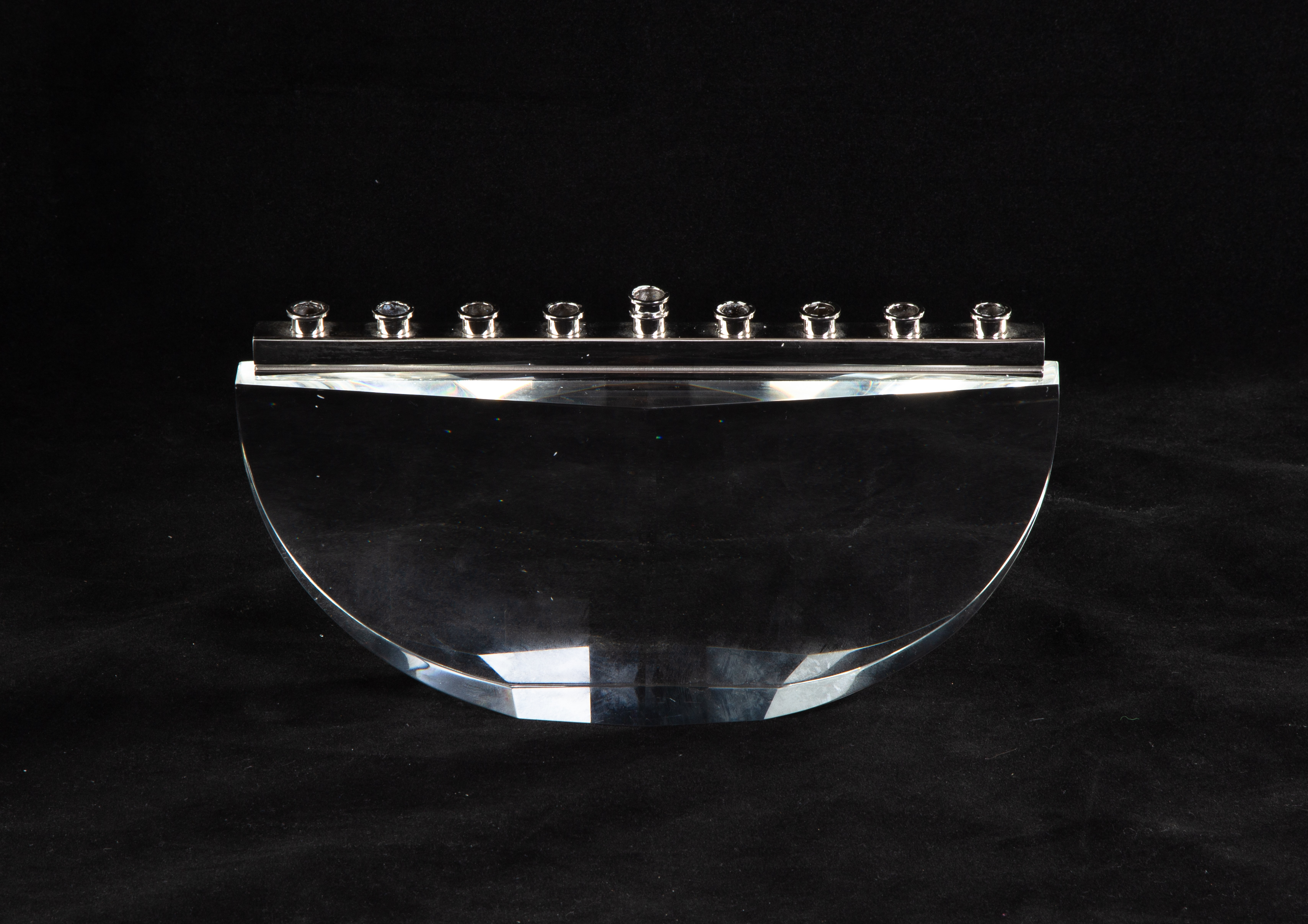 STEUBEN MENORAH Glass and silver