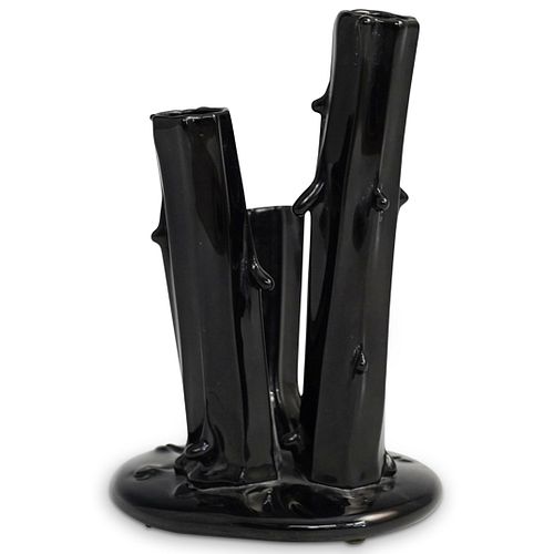 STEUBEN OPAQUE BLACK GLASS TRIPLE
