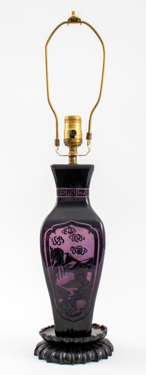 STEUBEN "PAGODA" GLASS VASE MOUNTED