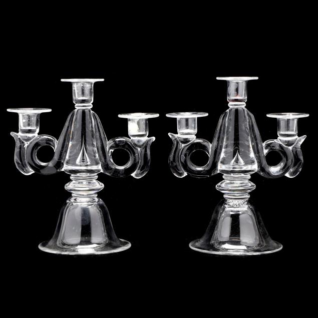 STEUBEN, PAIR OF TEARDROP CRYSTAL