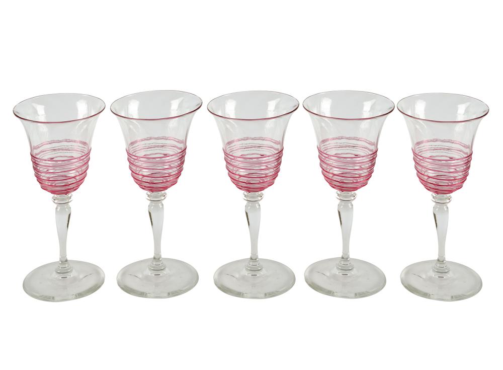 STEUBEN PINK THREADED GLASS