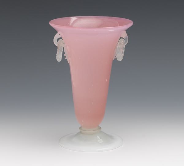 STEUBEN ROSALINE VASE 6" x 4"