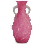 STEUBEN ROSE QUARTZ VASEDESCRI