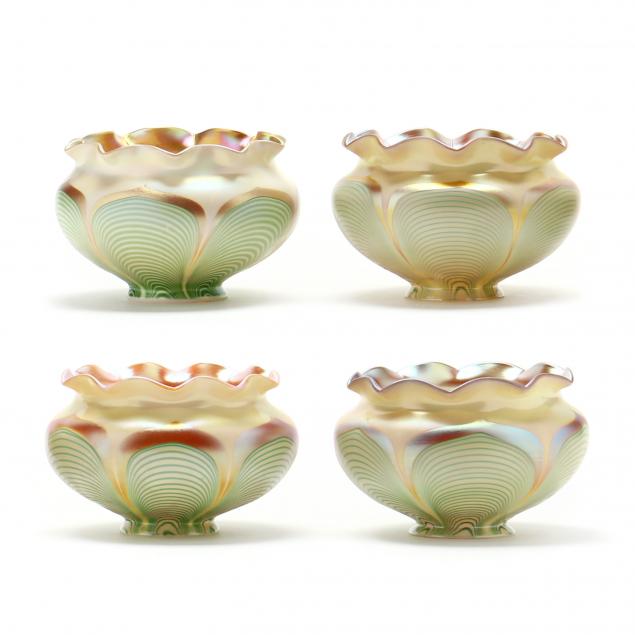 STEUBEN, SET OF FOUR PULLED FEATHER