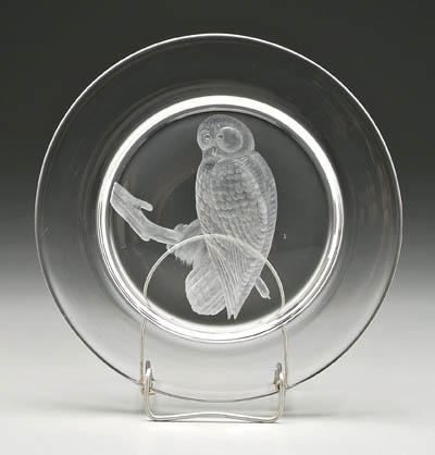 Steuben snowy owl plate, designed