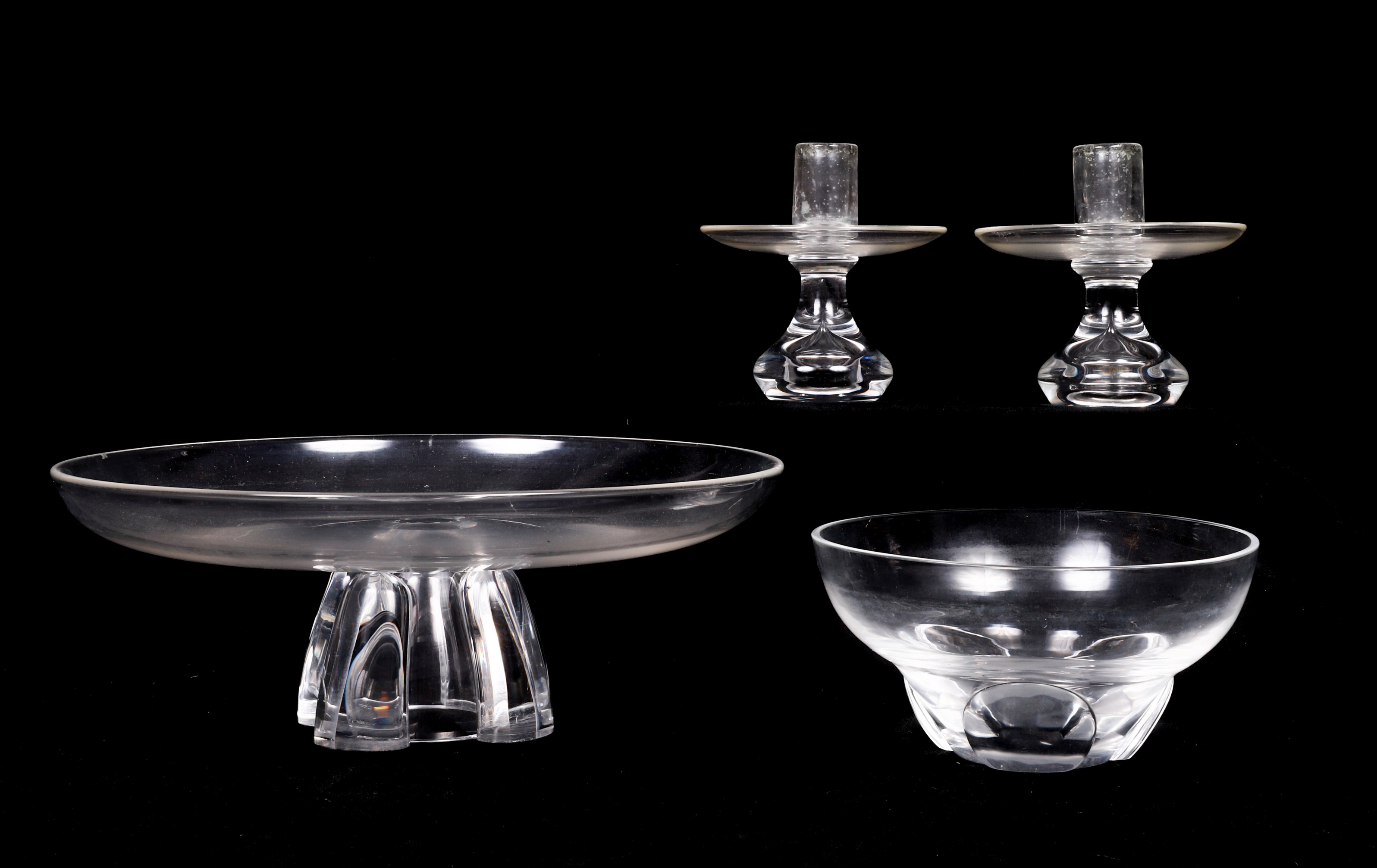Steuben tazza, bowl and