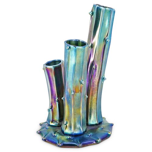 STEUBEN THREE PRONG BLUE AURENE