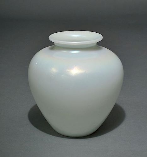 STEUBEN WHITE GLOBULAR VASELarge