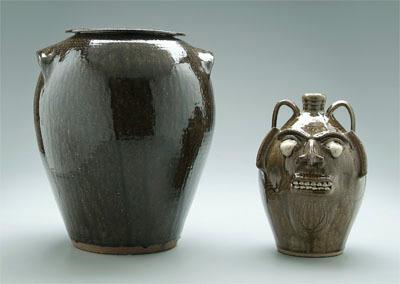 Steve Abee face jug and jar, both