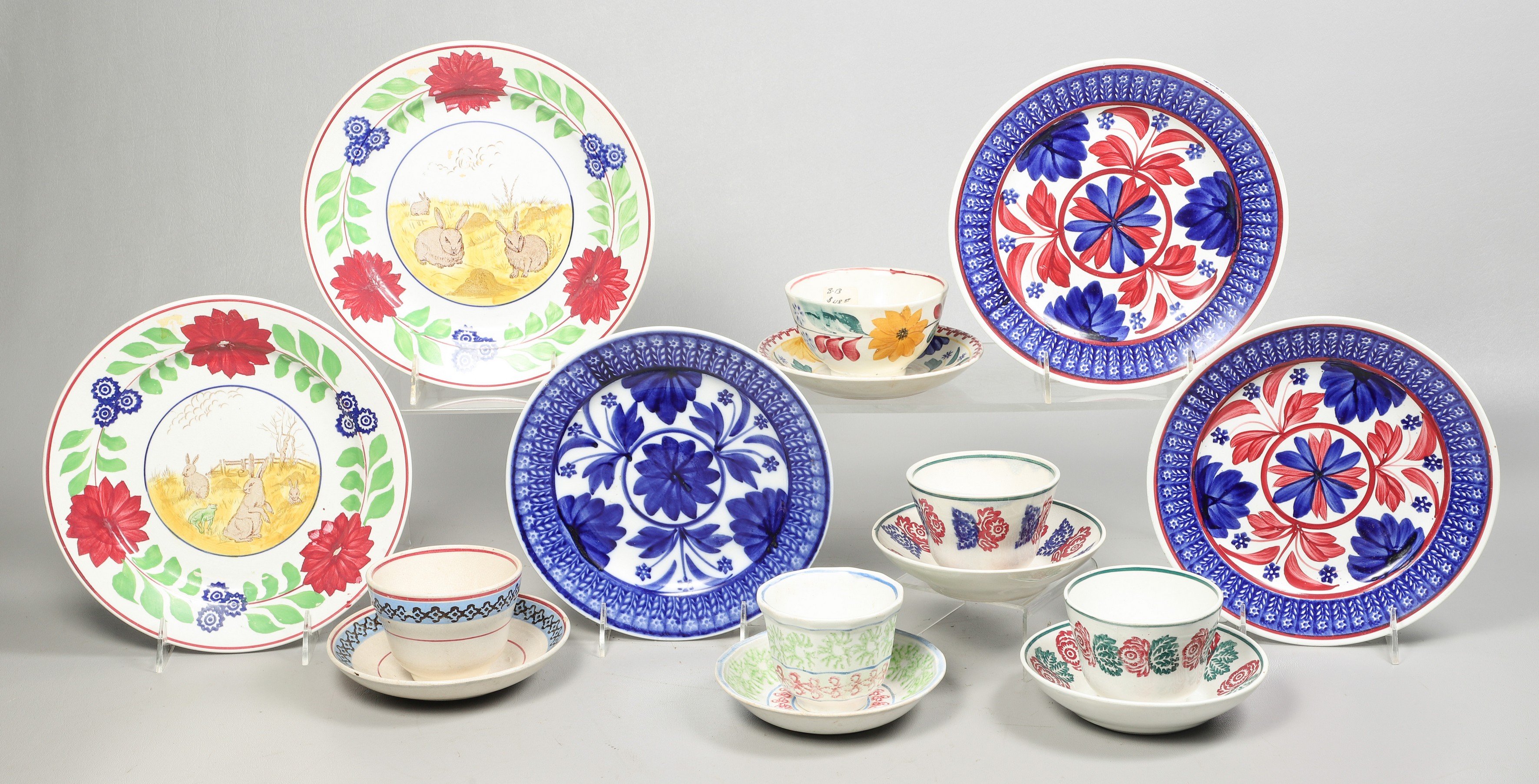 Stick spatter cups, saucers and