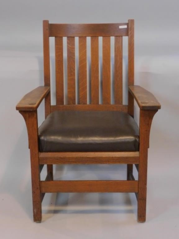 STICKLEY ARMCHAIR, CA. 1910, SLAT