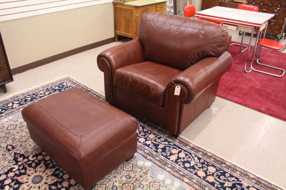 STICKLEY LEATHER CHAIR AND