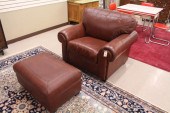 STICKLEY LEATHER CHAIR AND OTT