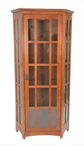STICKLEY LIGHTED MISSION OAK CORNER