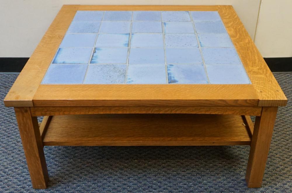 STICKLEY OAK AND TILE INSET TOP