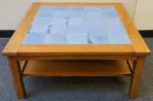 STICKLEY OAK AND TILE INSET TO