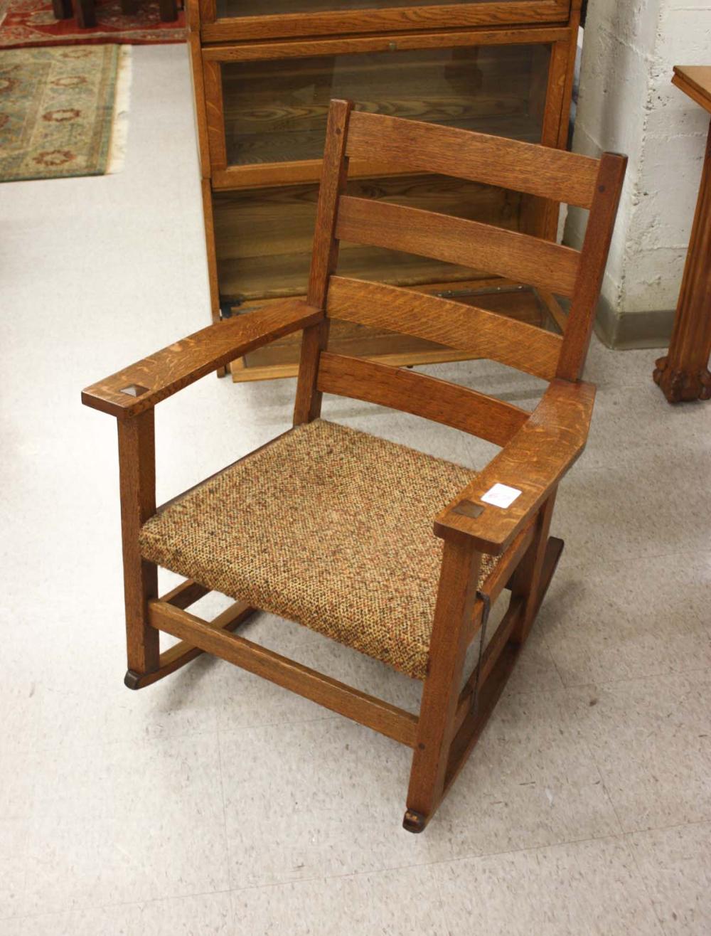 STICKLEY OAK LADDER BACK ROCKER, L.
