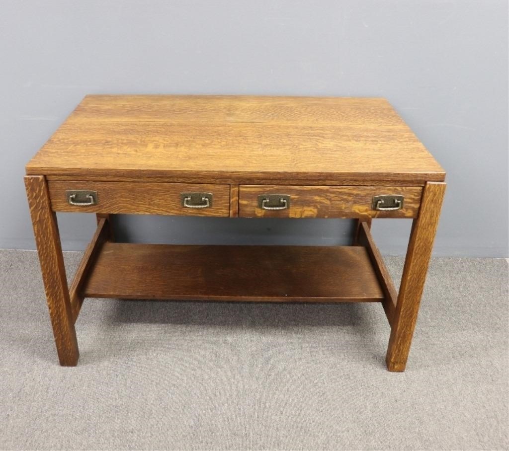Stickley oak library desk table