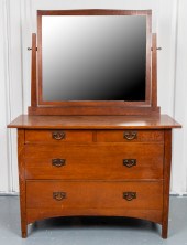 STICKLEY OAK MIRRORED DRESSER