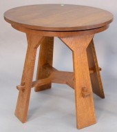 STICKLEY OAK ROUND SIDE TABLE