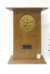 STICKLEY OAK SHELF CLOCK, L. &