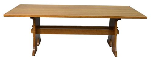 STICKLEY OAK TRESTLE BASE DINING