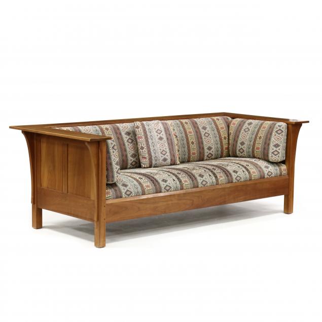 STICKLEY, PRAIRIE STYLE CHERRY SOFA