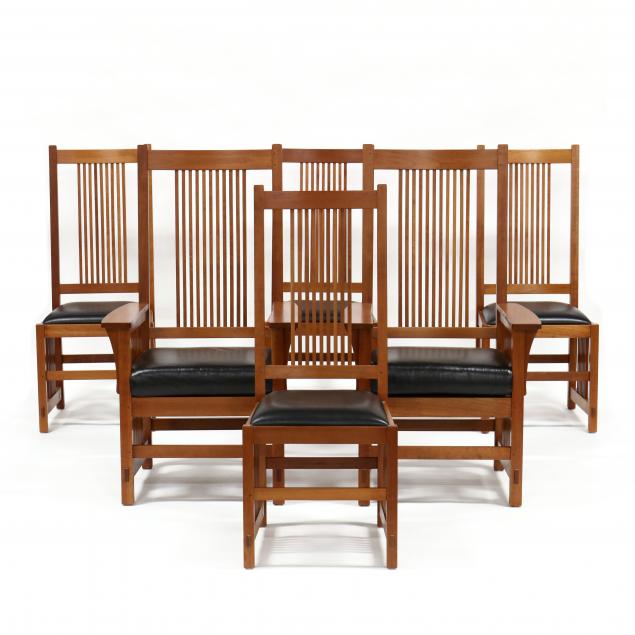 STICKLEY, SET OF SIX MISSION CHERRY