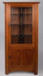 STICKLEY STYLE OAK CORNER CUPB