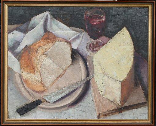 STILL LIFE OF CHEESE & BREAD: