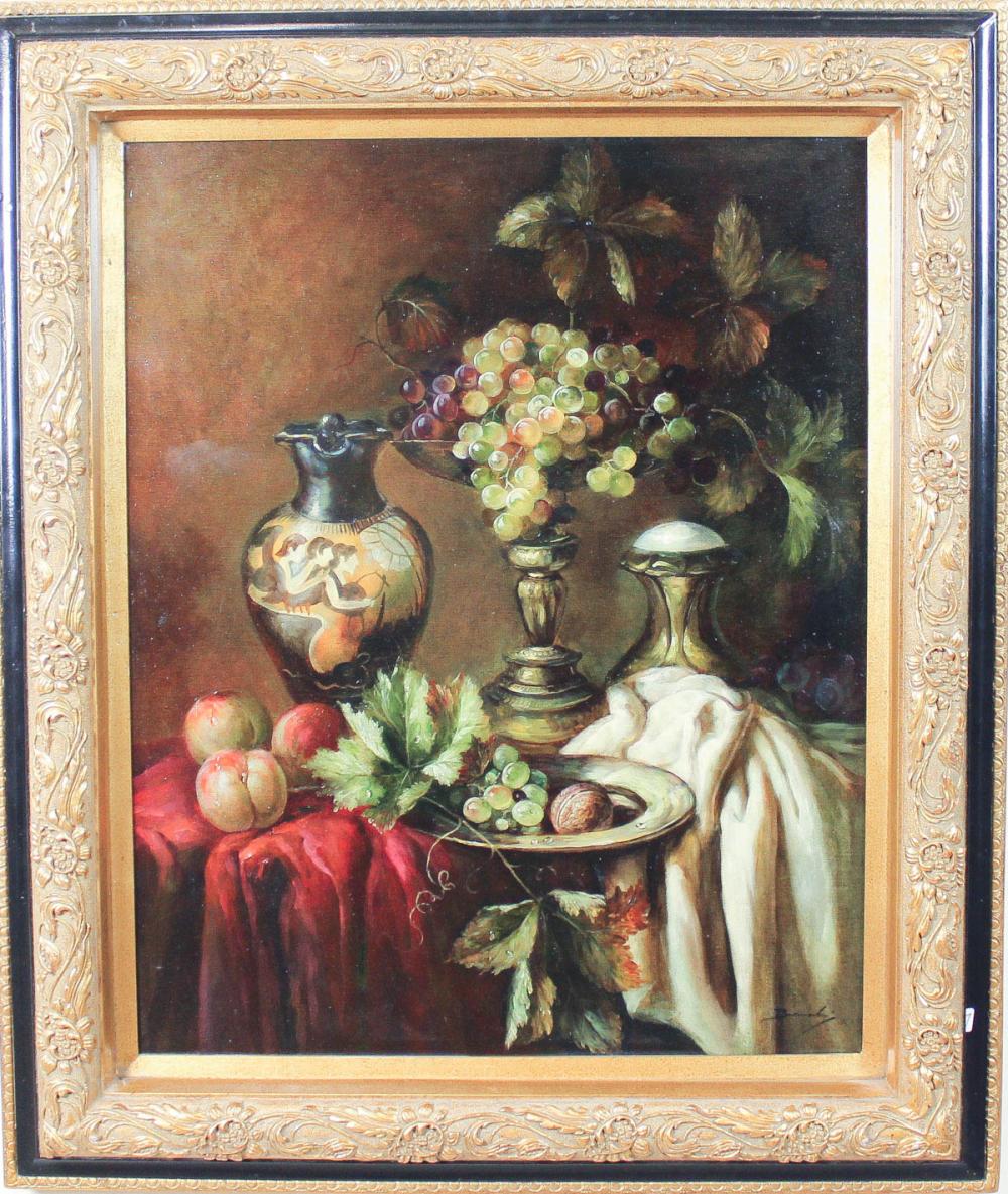 STILL-LIFE OIL ON CANVAS, FEATURING