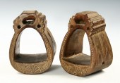STIRRUPS - 18th c. carved hard