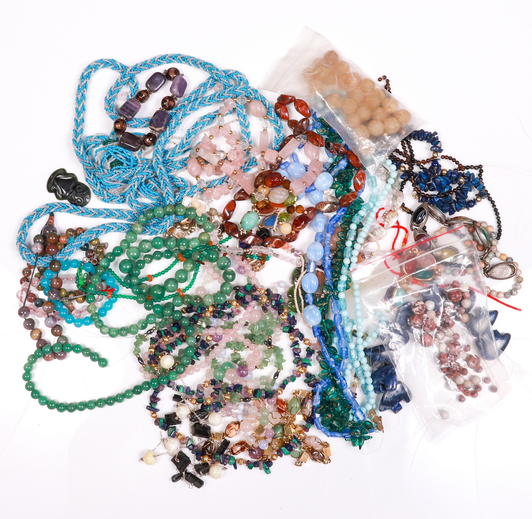Stone and bead jewelry group to