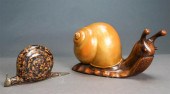 STONE AND METAL SNAIL AND DECO