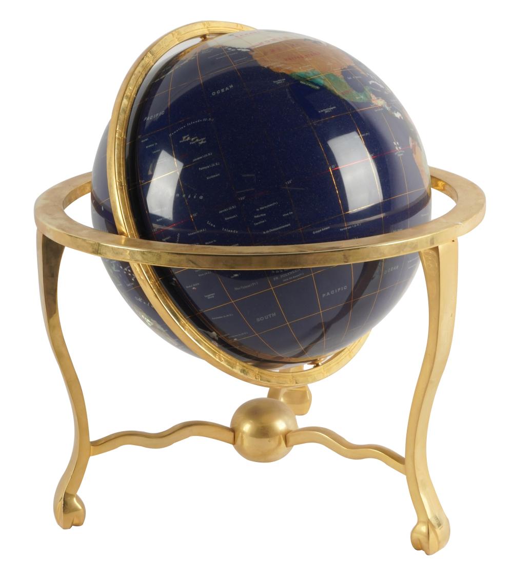 STONE AND SHELL-INLAID GLOBEon gilt