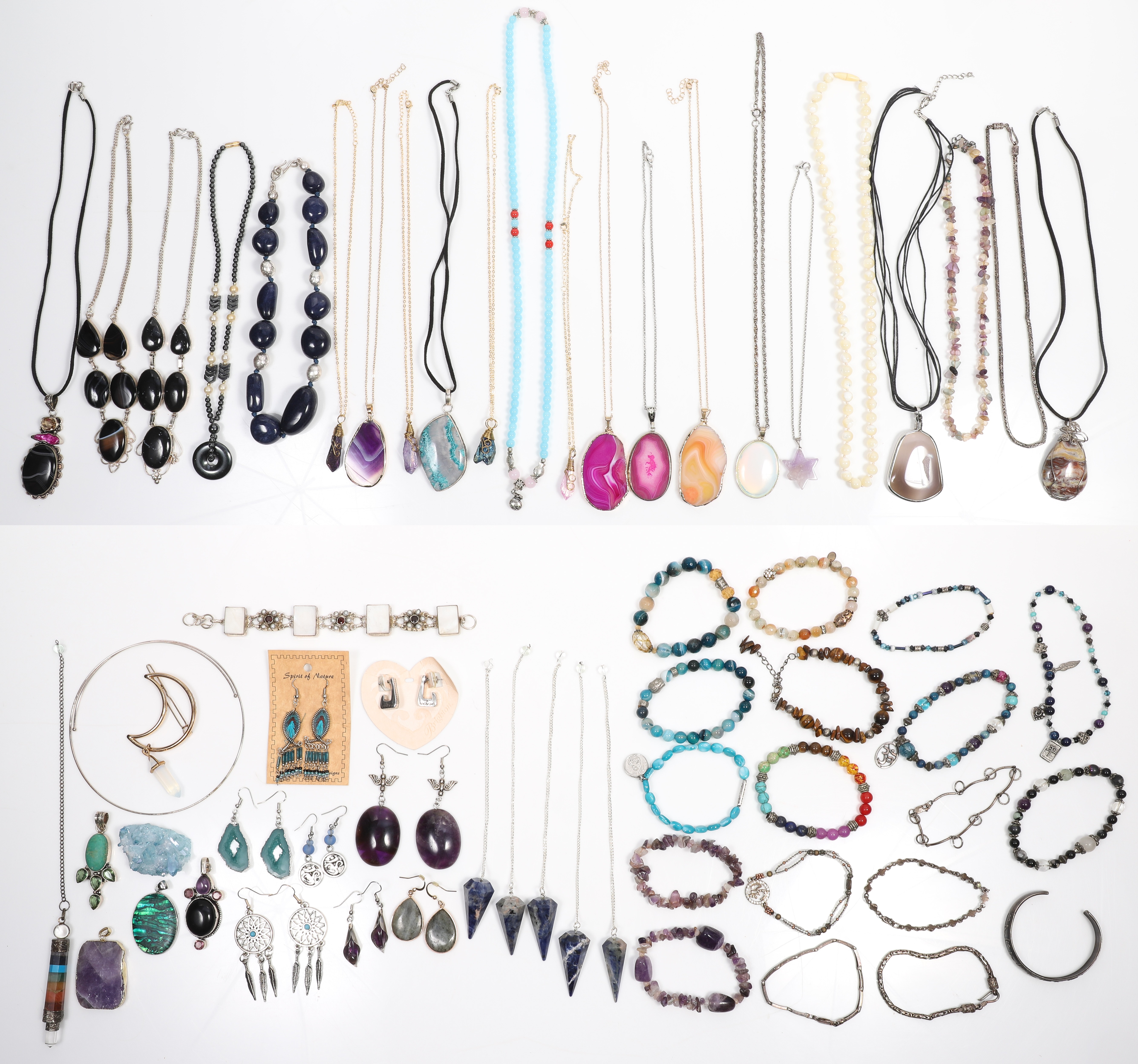 Stone and silver tone jewelry