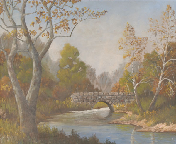 Stone bridge and flowing stream