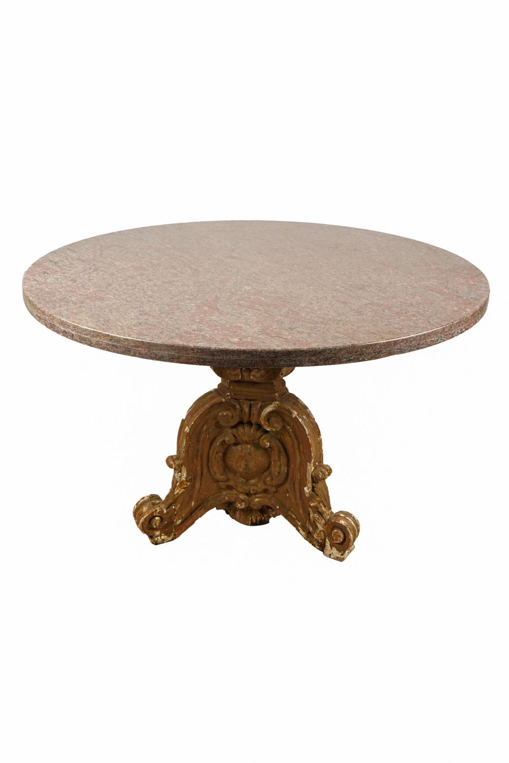 STONE & CARVED WOOD CENTER TABLEthe