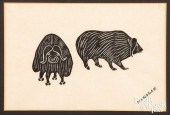 STONE-CUT CANADIAN INUIT PRINT