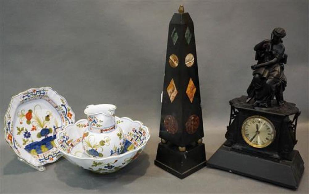STONE INLAID SLATE OBELISK,