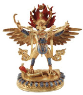 STONE-MOUNTED GILT BRONZE FIGU